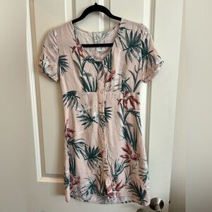 Sadie & Sage palms button front mini dress.